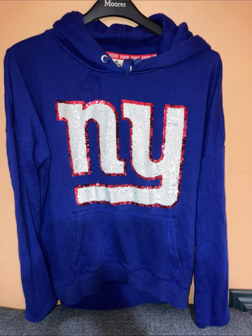 Victoria's Secret PINK Royal Blue Hoodie with Red Trim